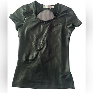 ADIDAS STELLA MCCARTNEY Black Leather Look Top. Size: Small.